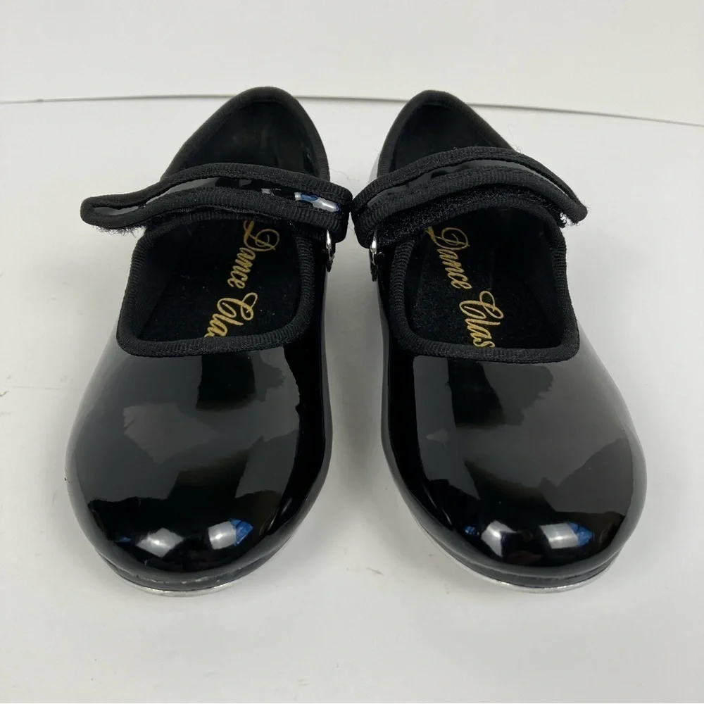 Dance Class Black Patent Leather Molly Jane Tap Shoes Dance Shoes Sz 10 1/2
